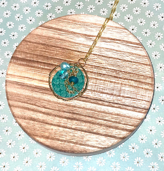 Teal Salmon Skin Necklace
