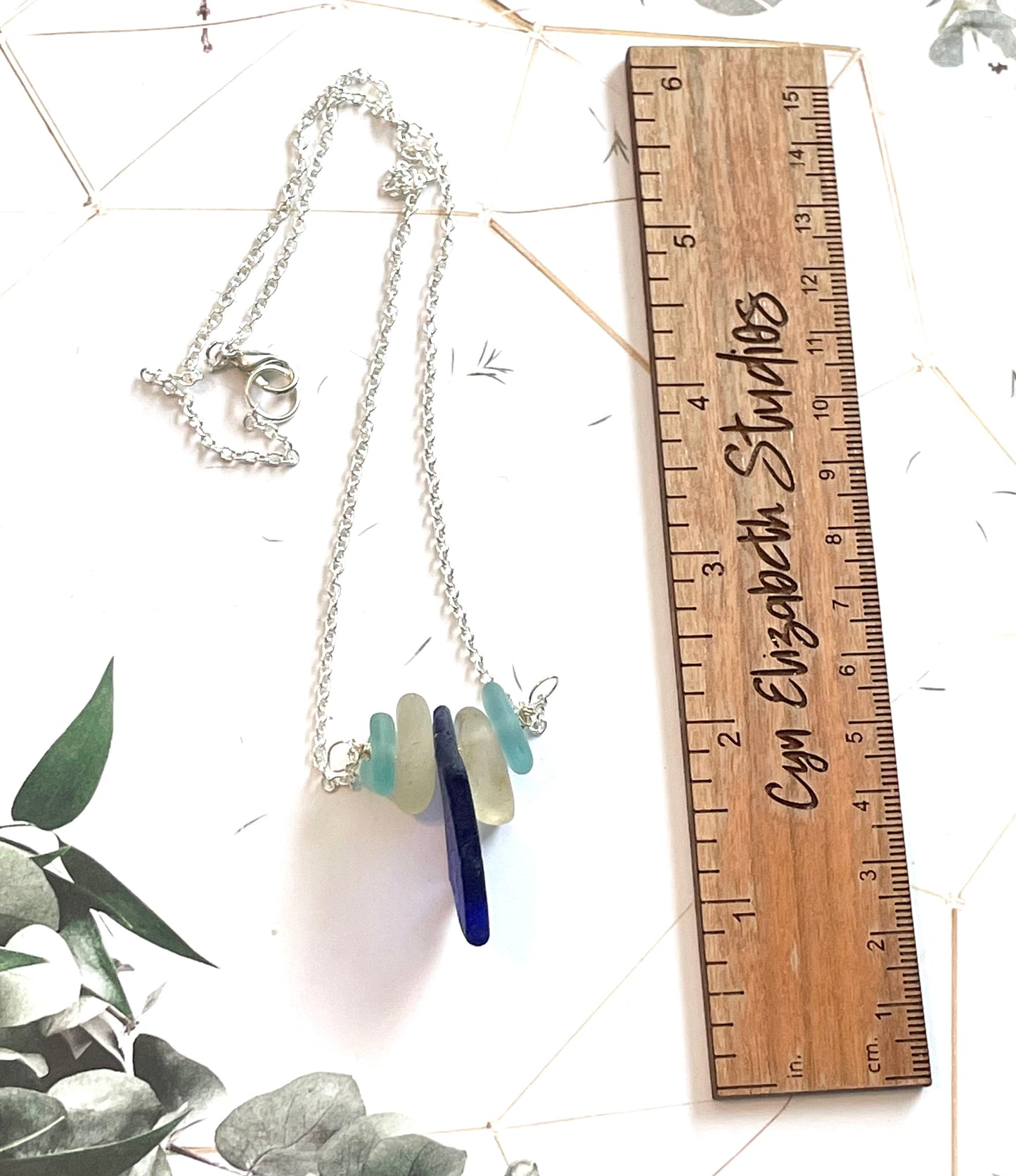 Blue Sea Glass Statement Necklace