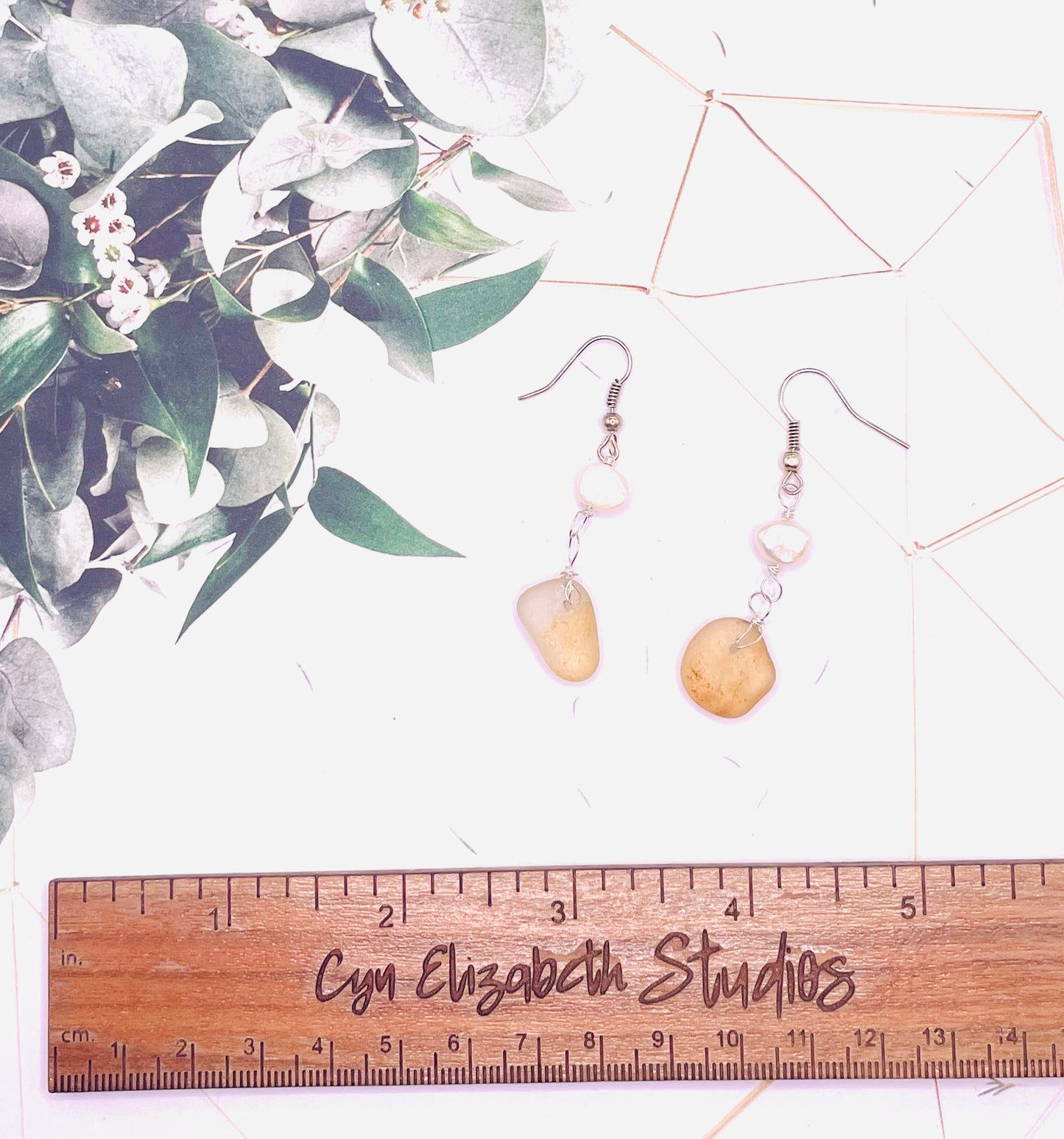 Orange Sea Glass Earrings