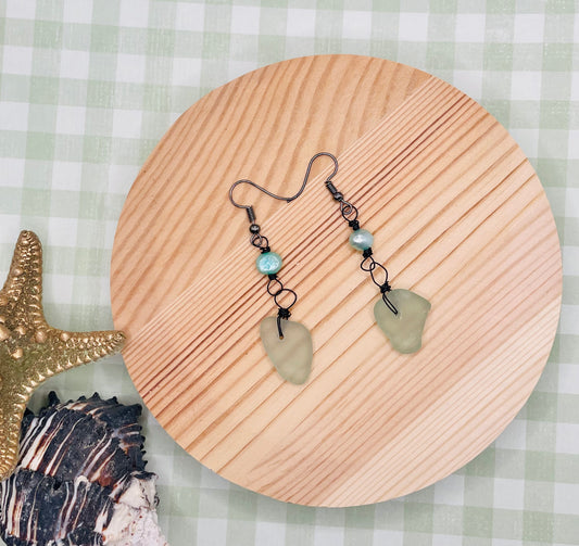 Pale Blue Sea Glass Earrings