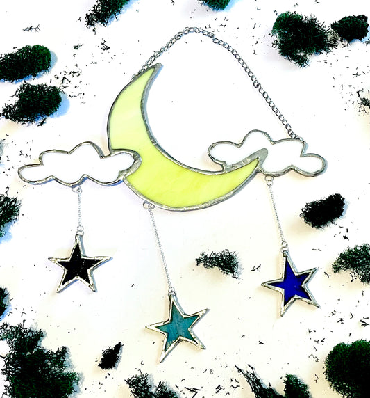 Stained Glass Moon and Stars