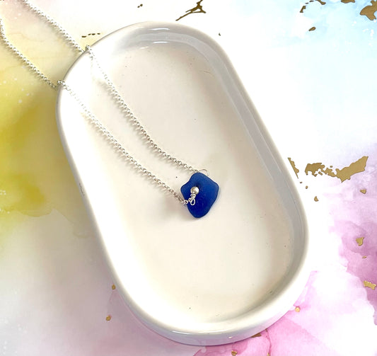 Cobalt Blue Sea Glass Choker Necklace