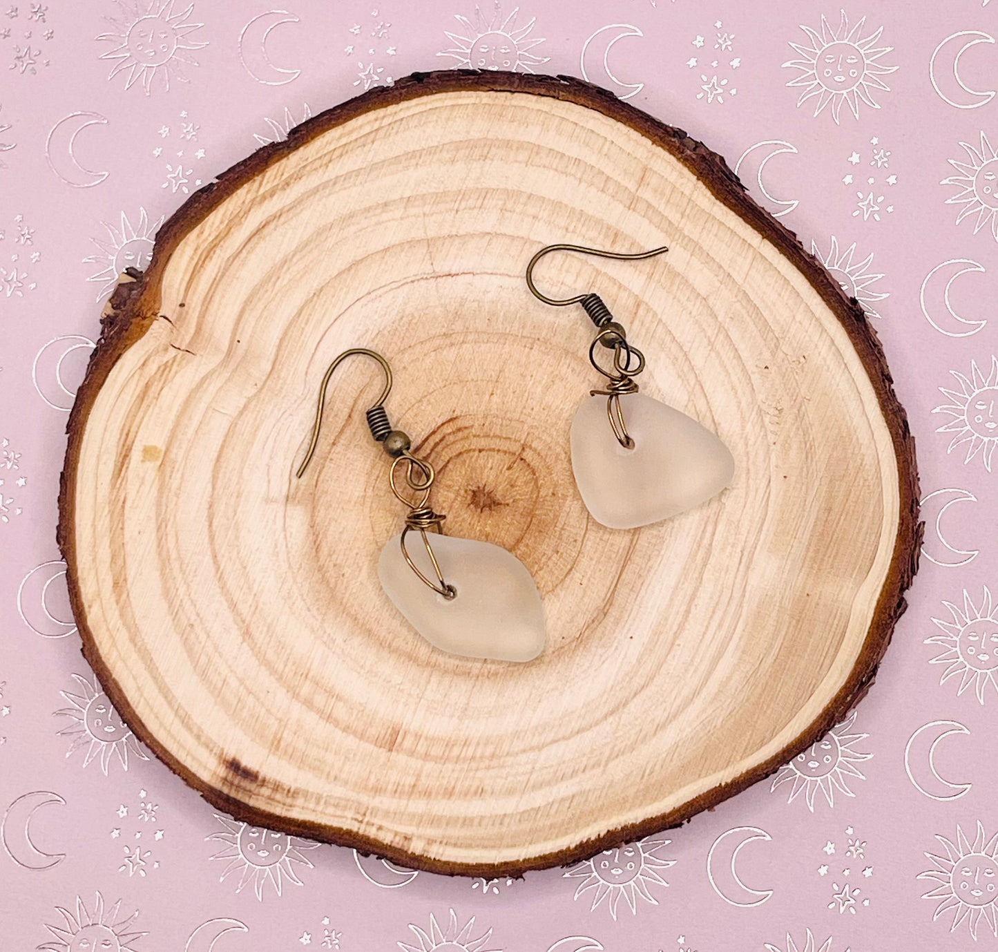 Clear Sea Glass Earrings