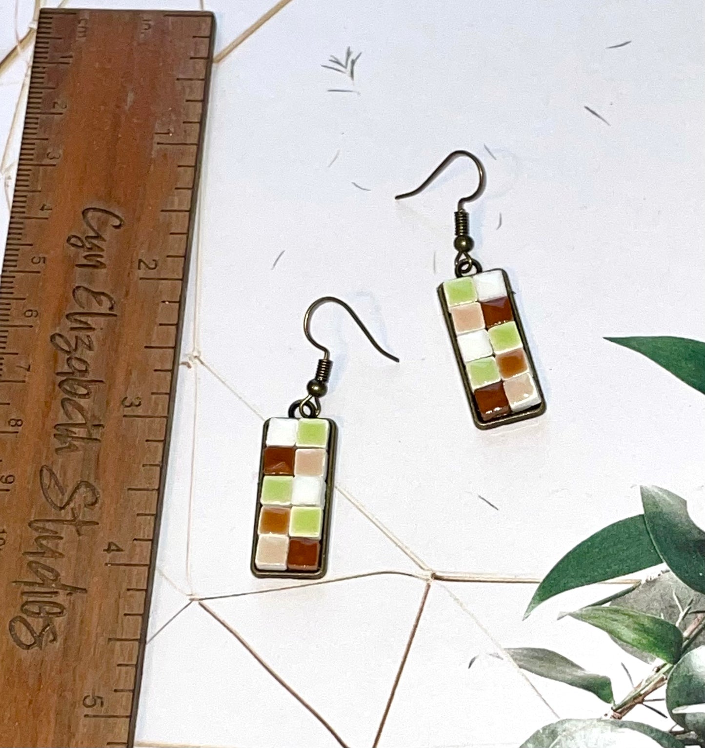 Lime Mix Mini Tile Earrings