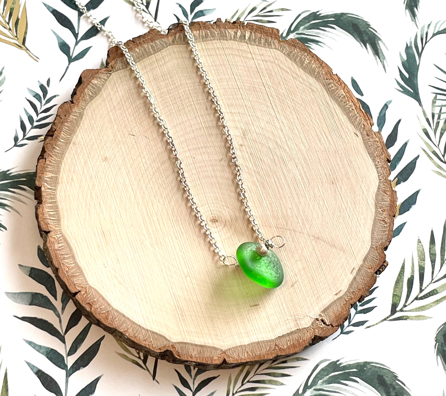 Green Sea Glass Minimalistic Necklace