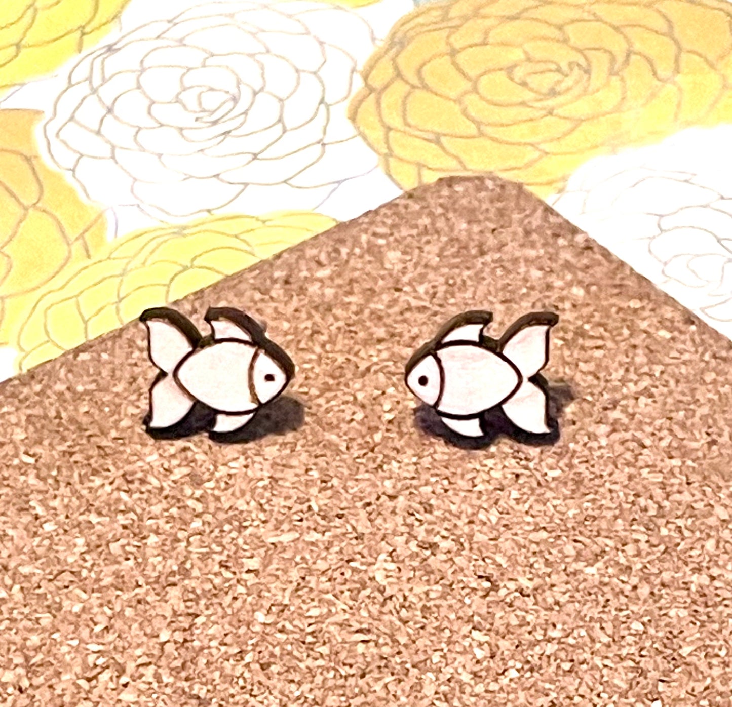 Goldfish Wood Stud Earrings