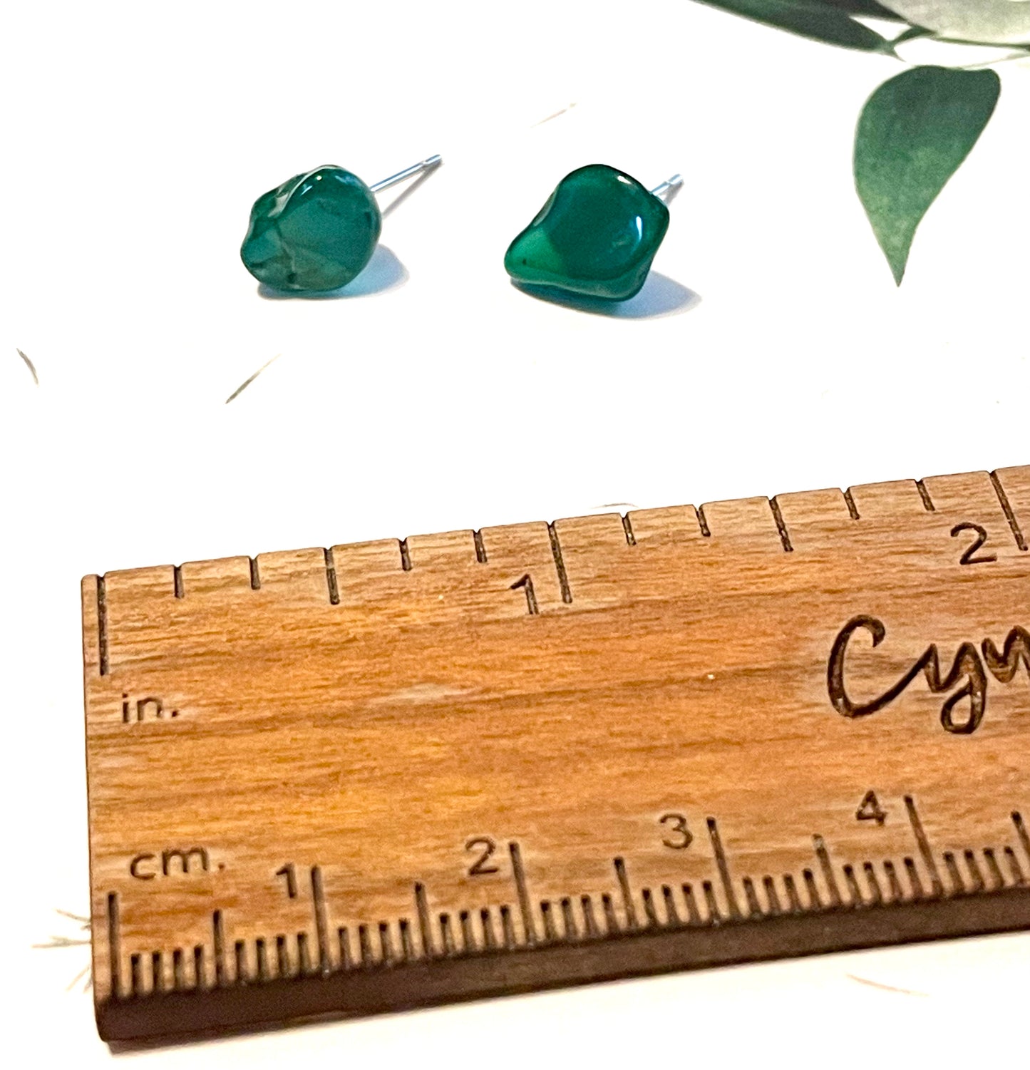 Moss Agate Stone Stud Earrings