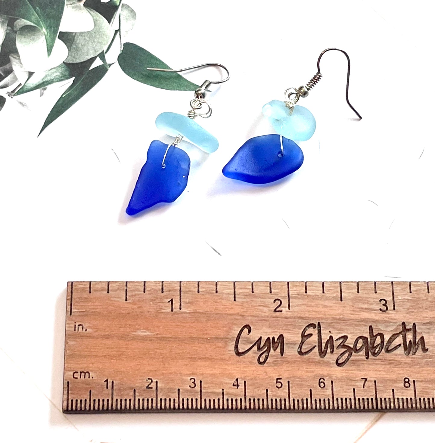 Blue Sea Glass Earrings