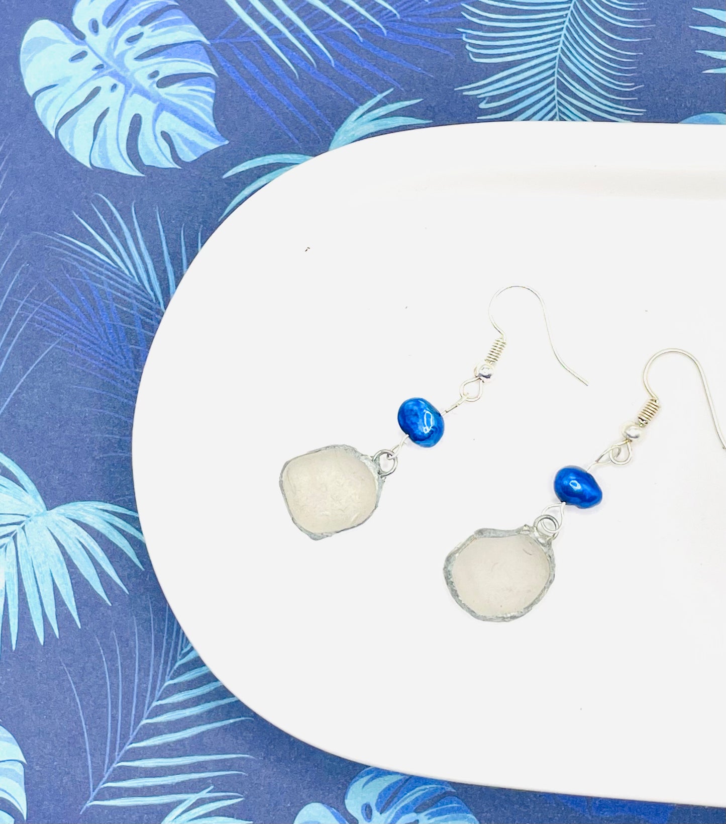 Sea Glass and Pearl Earrings