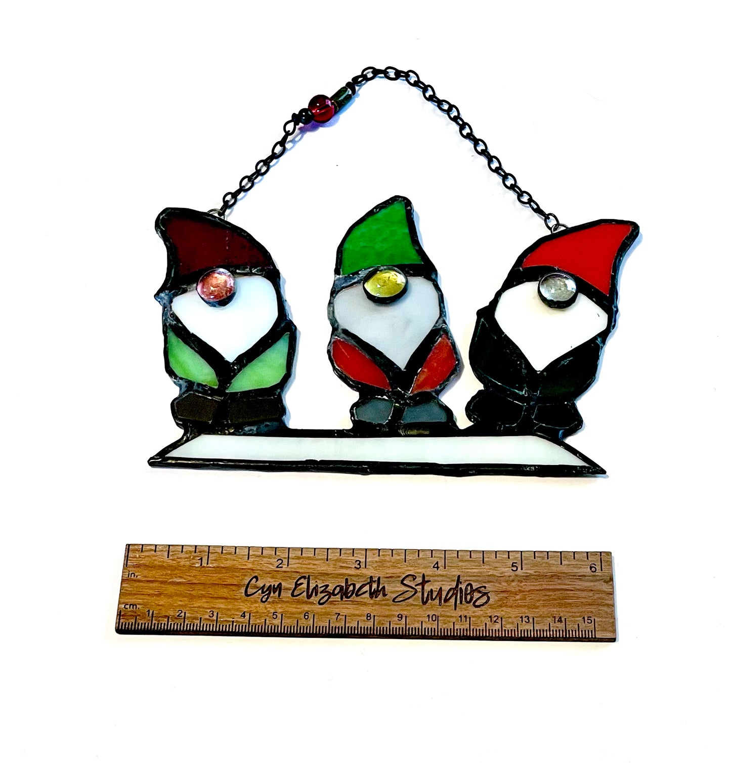 Stained Glass Holiday Gnome Trio