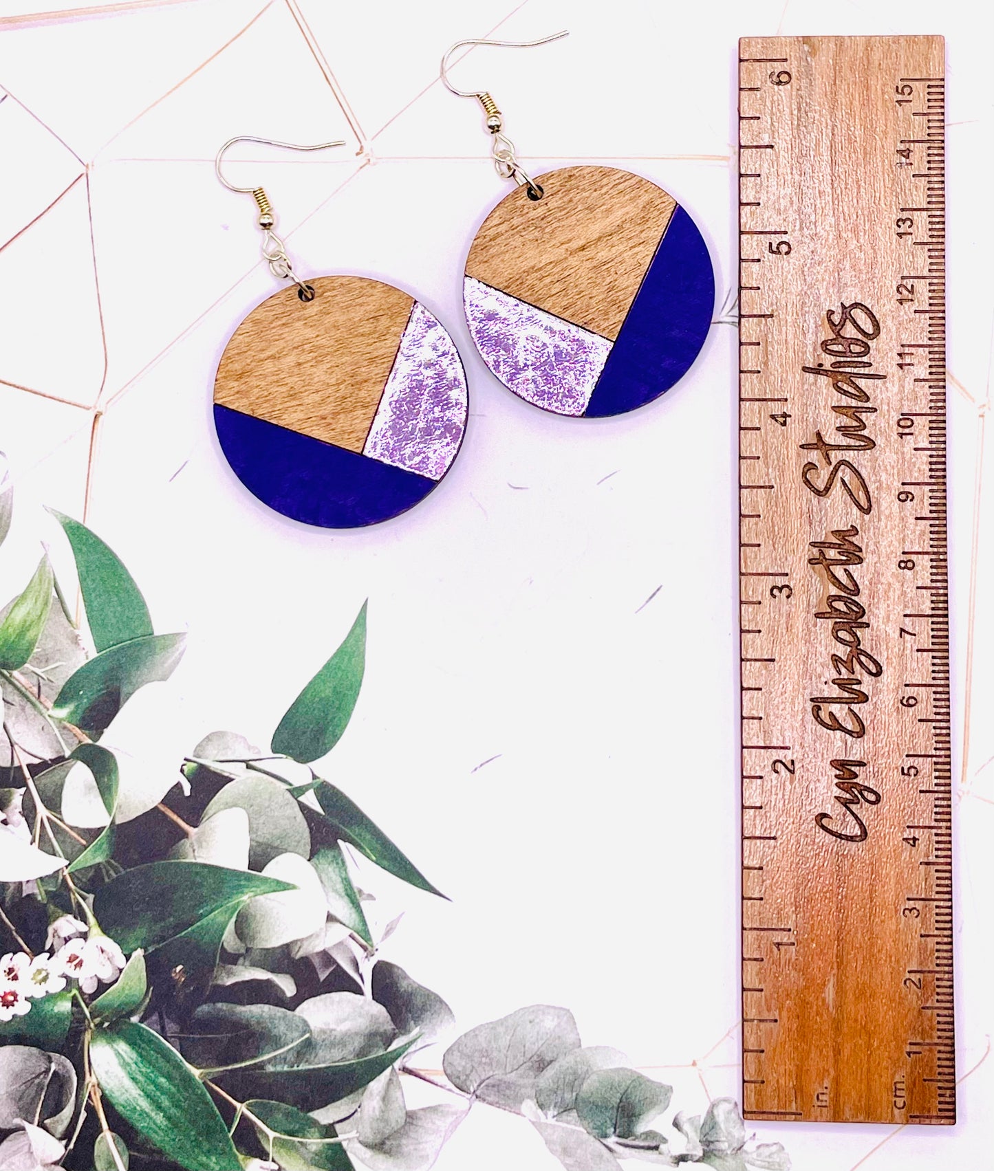 Purple Wooden Earrings