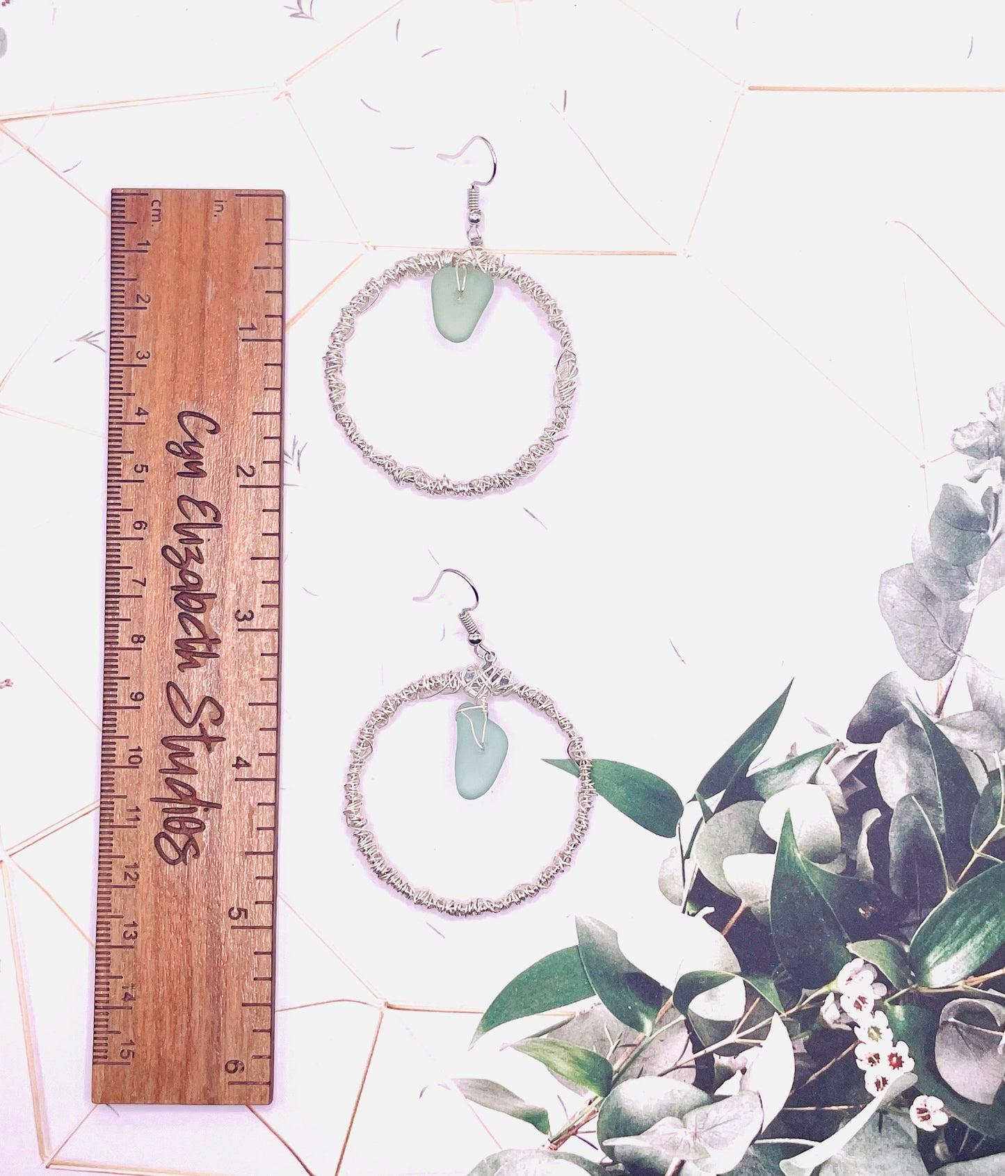 Aqua Sea Glass Statement Earrings