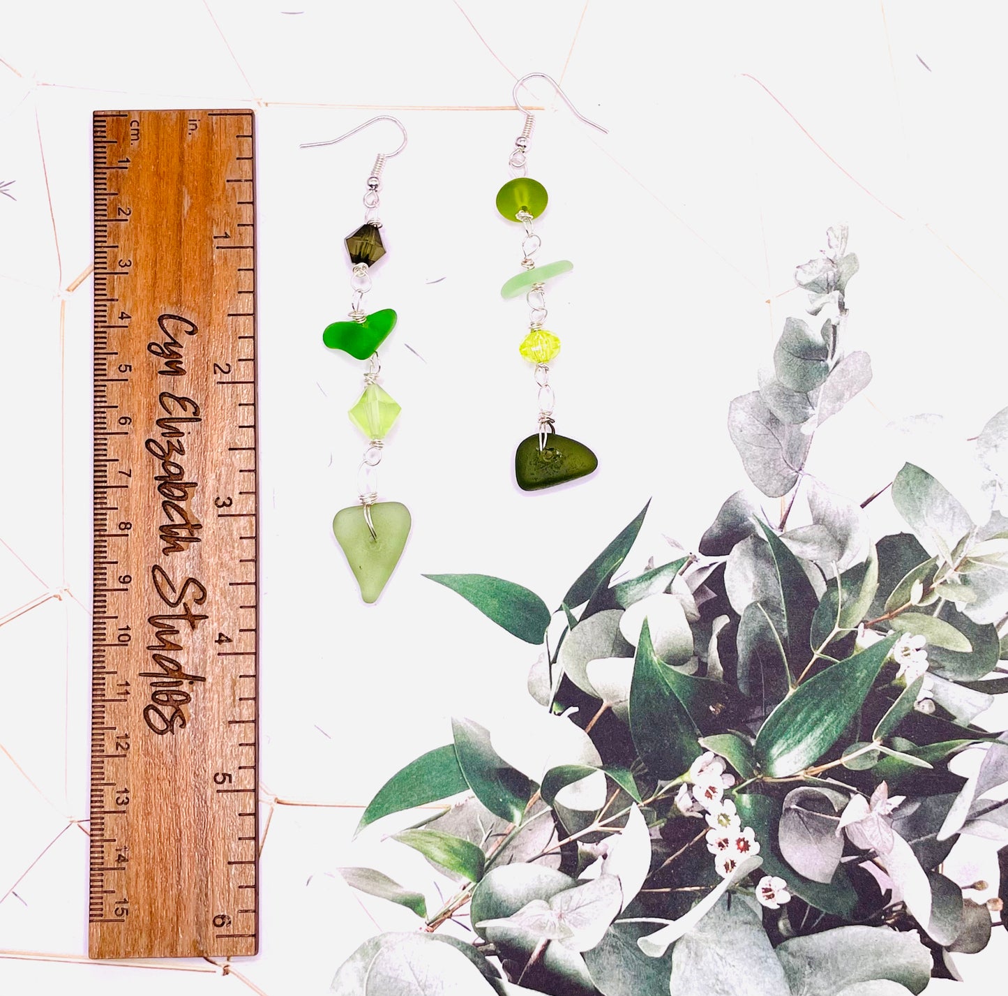 Olive Green Mixup Dangle Earrings