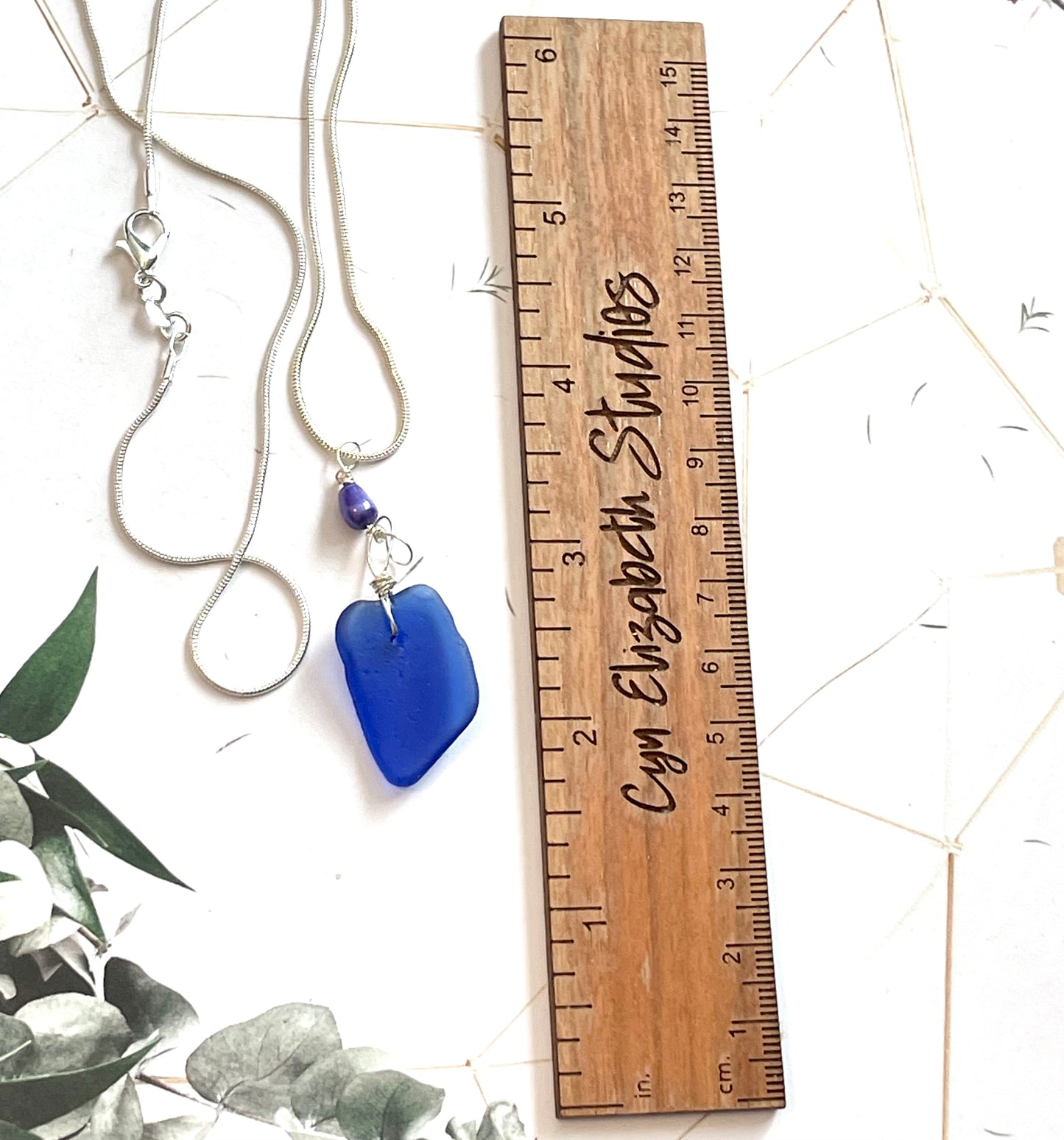 Cobalt Blue Sea Glass and Pearl Necklace