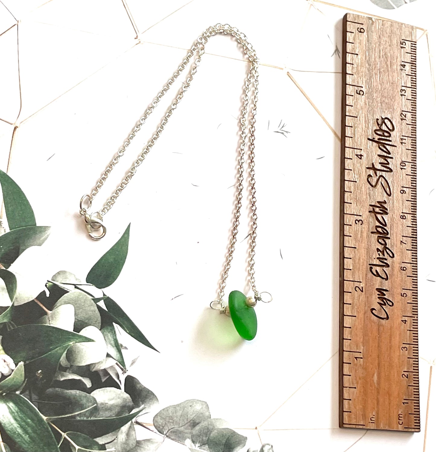 Green Sea Glass Minimalistic Necklace