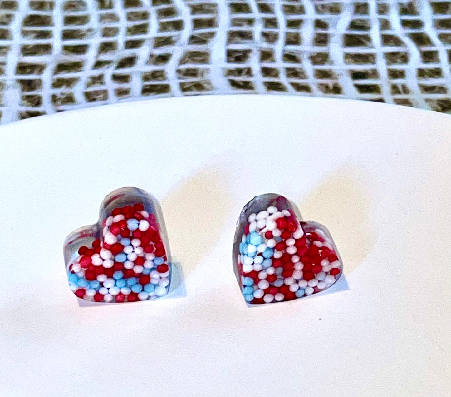 Heart Candy Sprinkles Stud Earrings