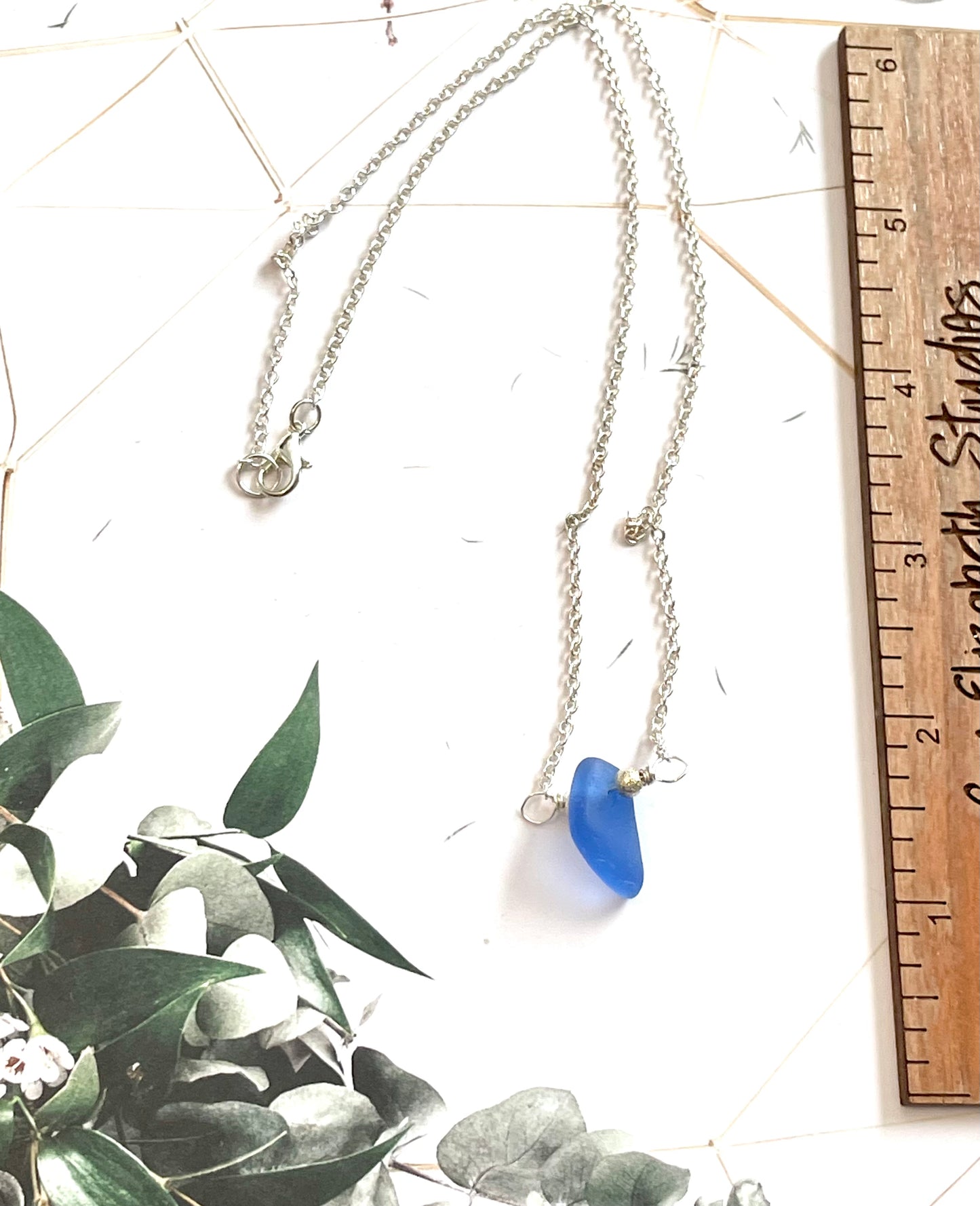 Cornflower Blue Sea Glass Choker Necklace