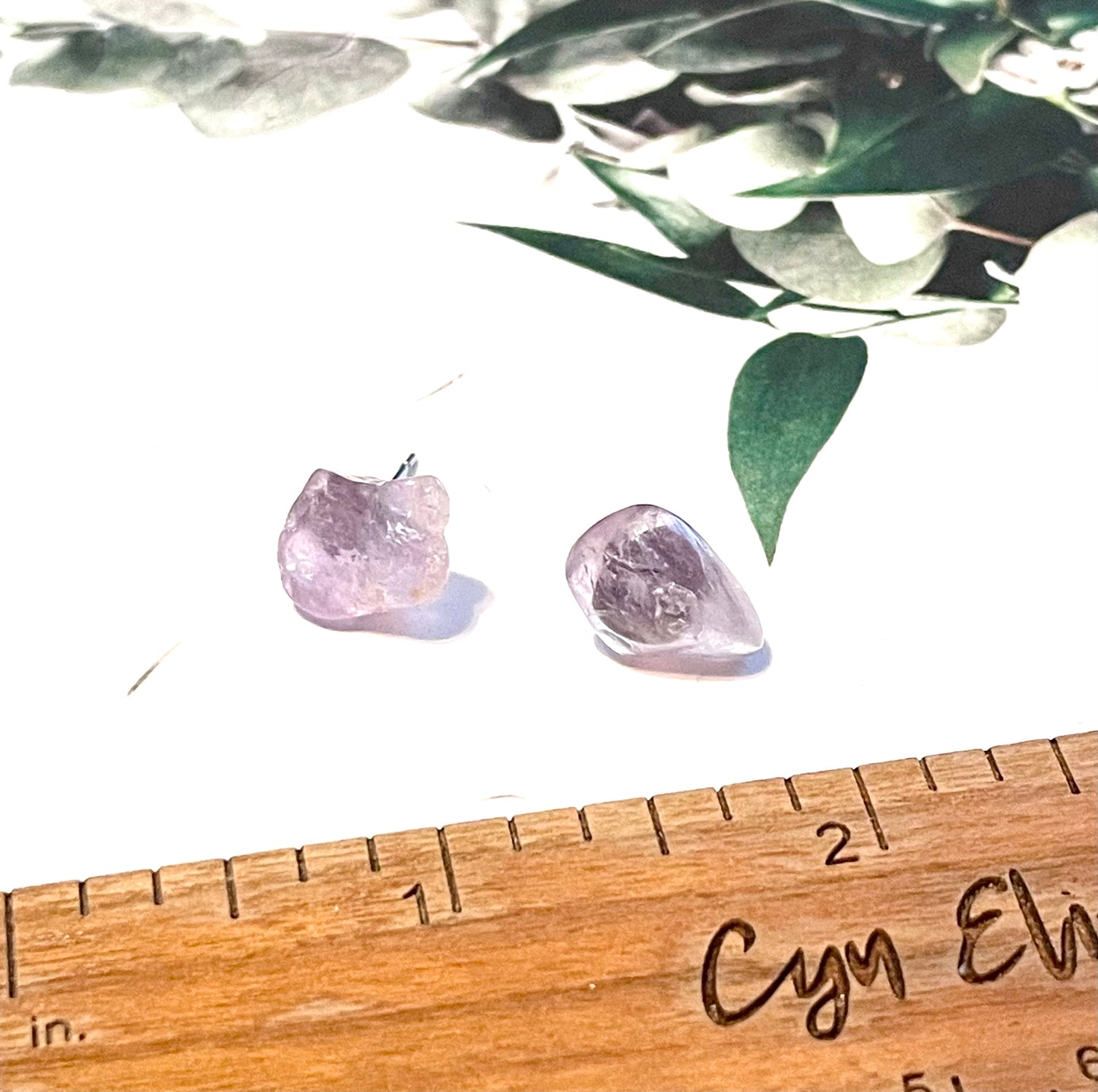 Amethyst Chip Stud Earrings