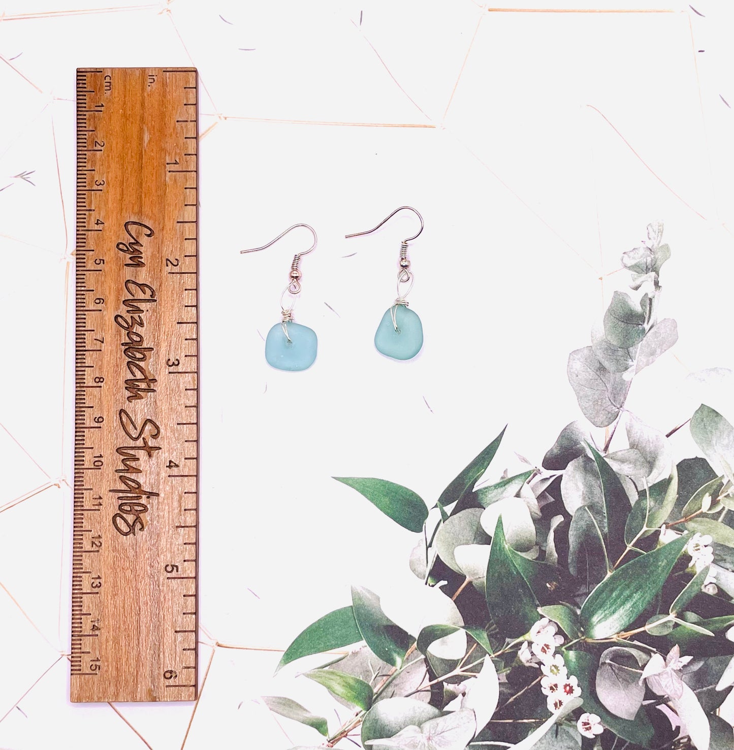 Teal Blue Sea Glass Earrings