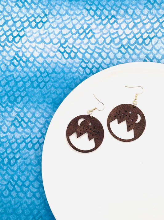 Night Sky Wooden Earrings