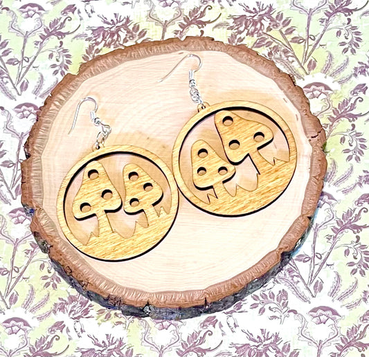 Mushroom Wood Earrings