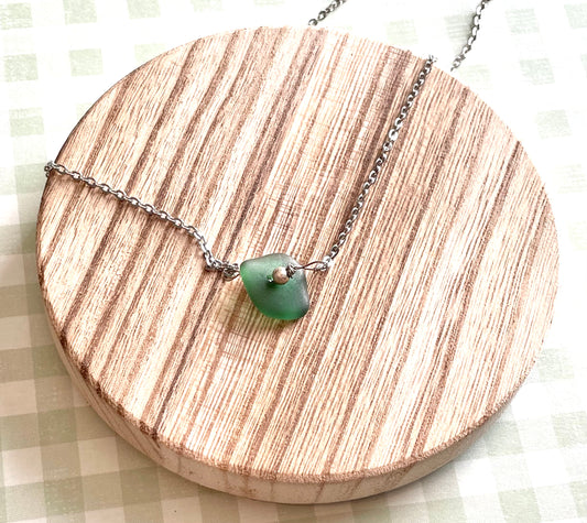 Forest Green Sea Glass Necklace