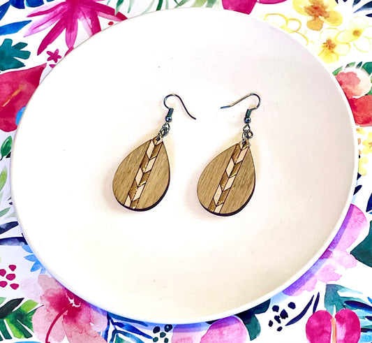 Arrow Line Wood Earrings