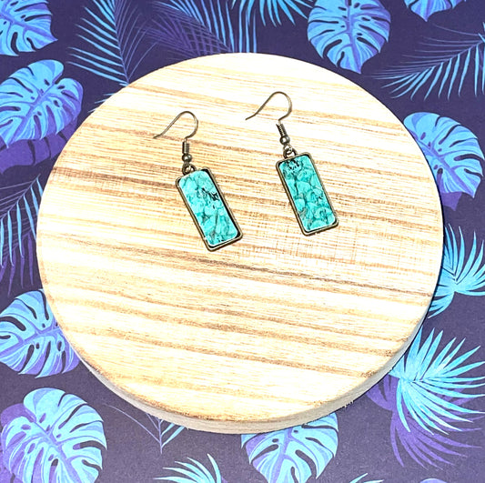 Aqua Salmon Skin Earrings