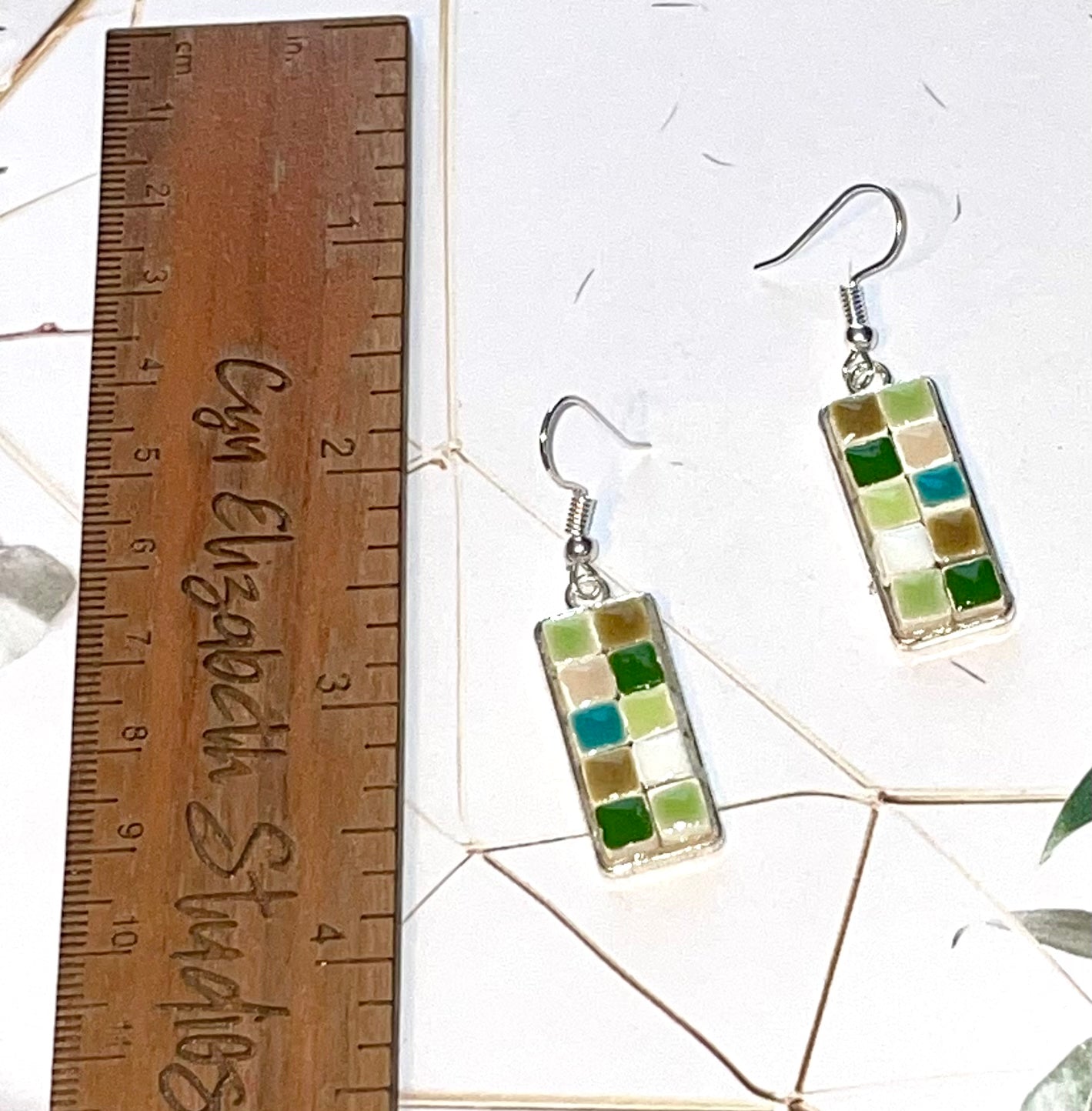 Jungle Green Mini Tile Earrings