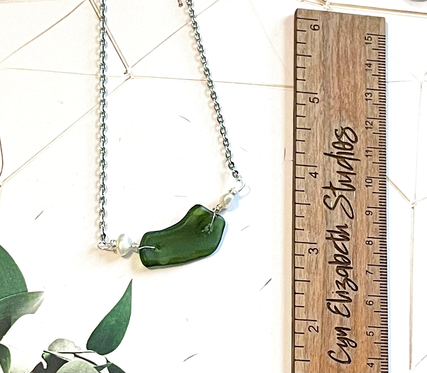 Olive Green Sea Glass Necklace