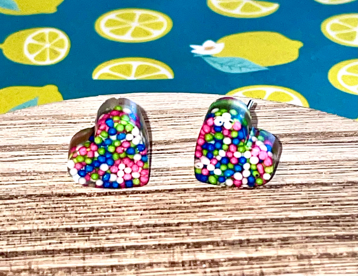 Heart Candy Sprinkles Stud Earrings