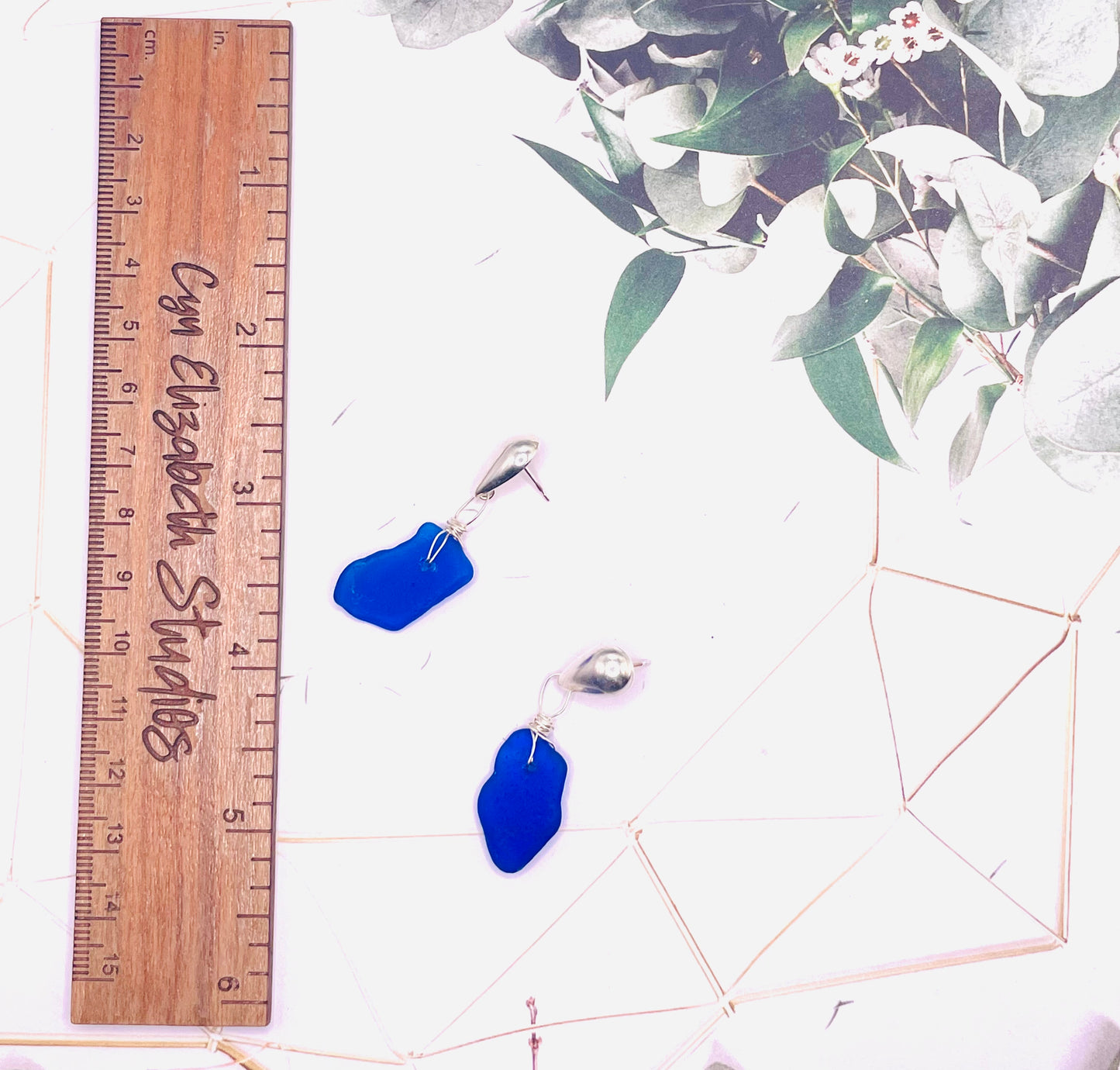 Cobalt Blue Sea Glass Earrings