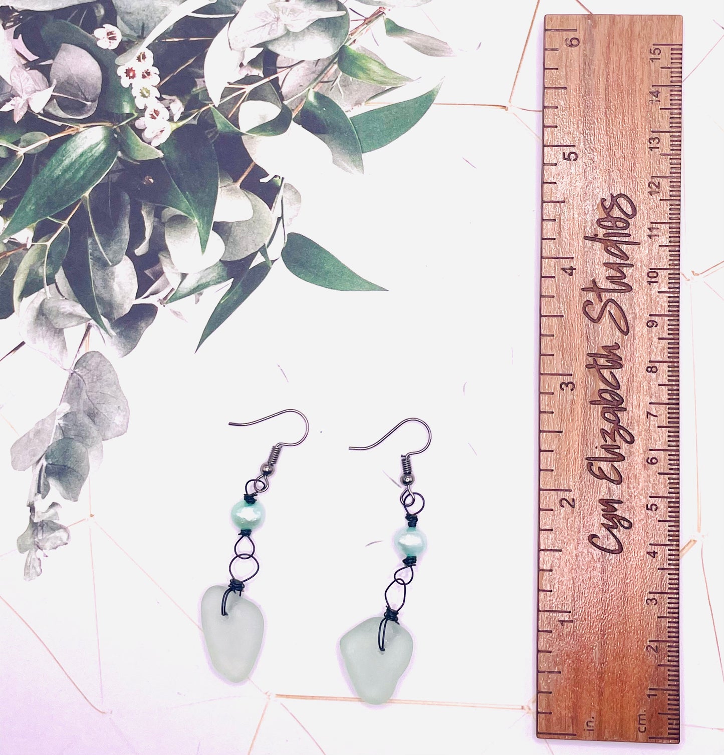 Pale Blue Sea Glass Earrings