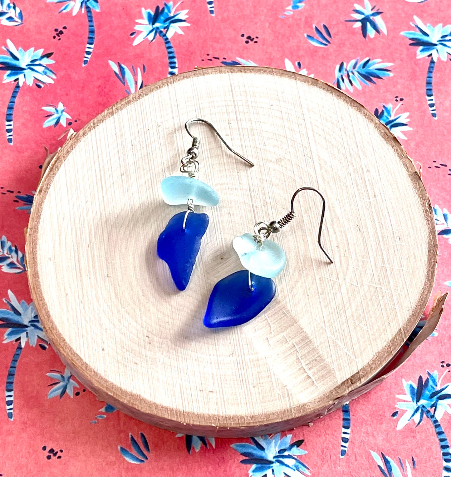 Blue Sea Glass Earrings