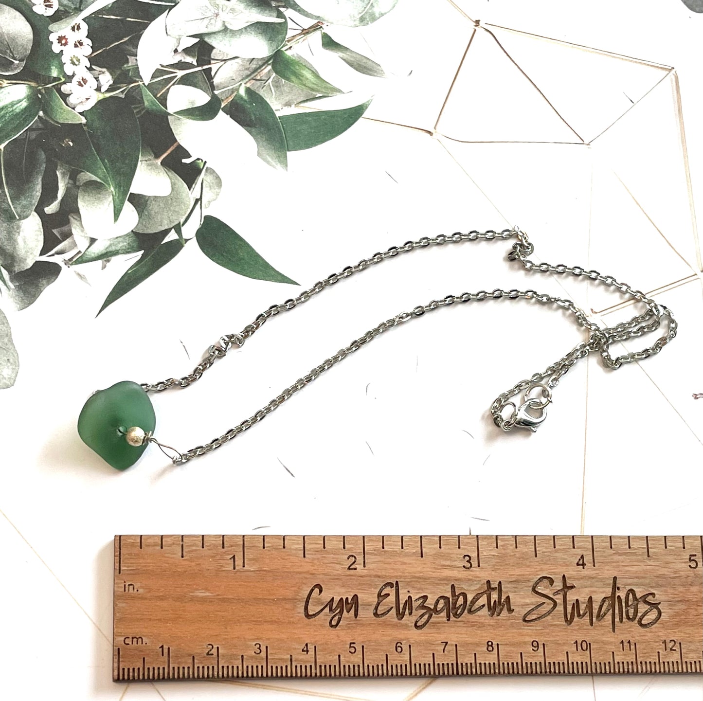 Forest Green Sea Glass Necklace