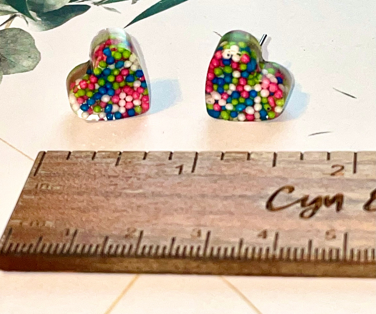 Heart Candy Sprinkles Stud Earrings