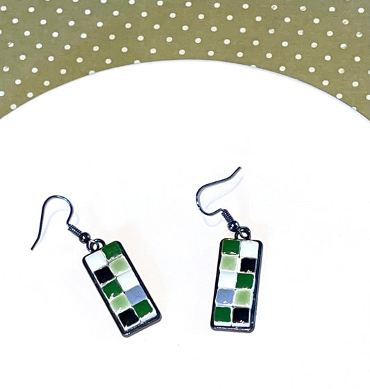 Green Mini Tile Earrings