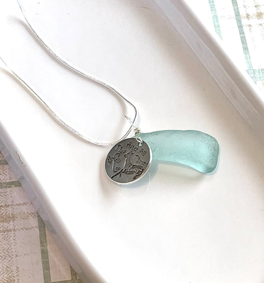 Always Charm and Sea Glass Necklace
