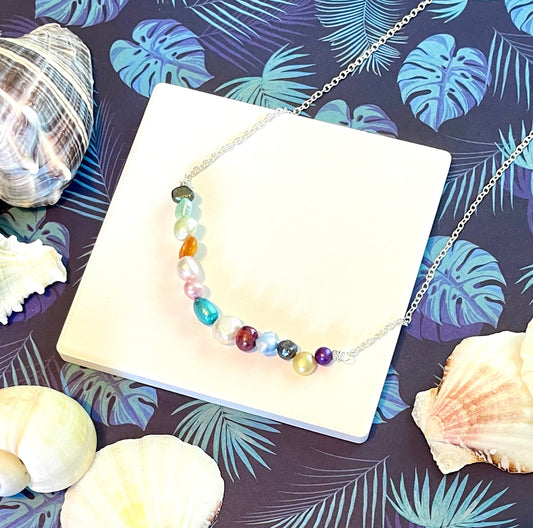 Multicolored Freshwater Pearl Bar Necklace