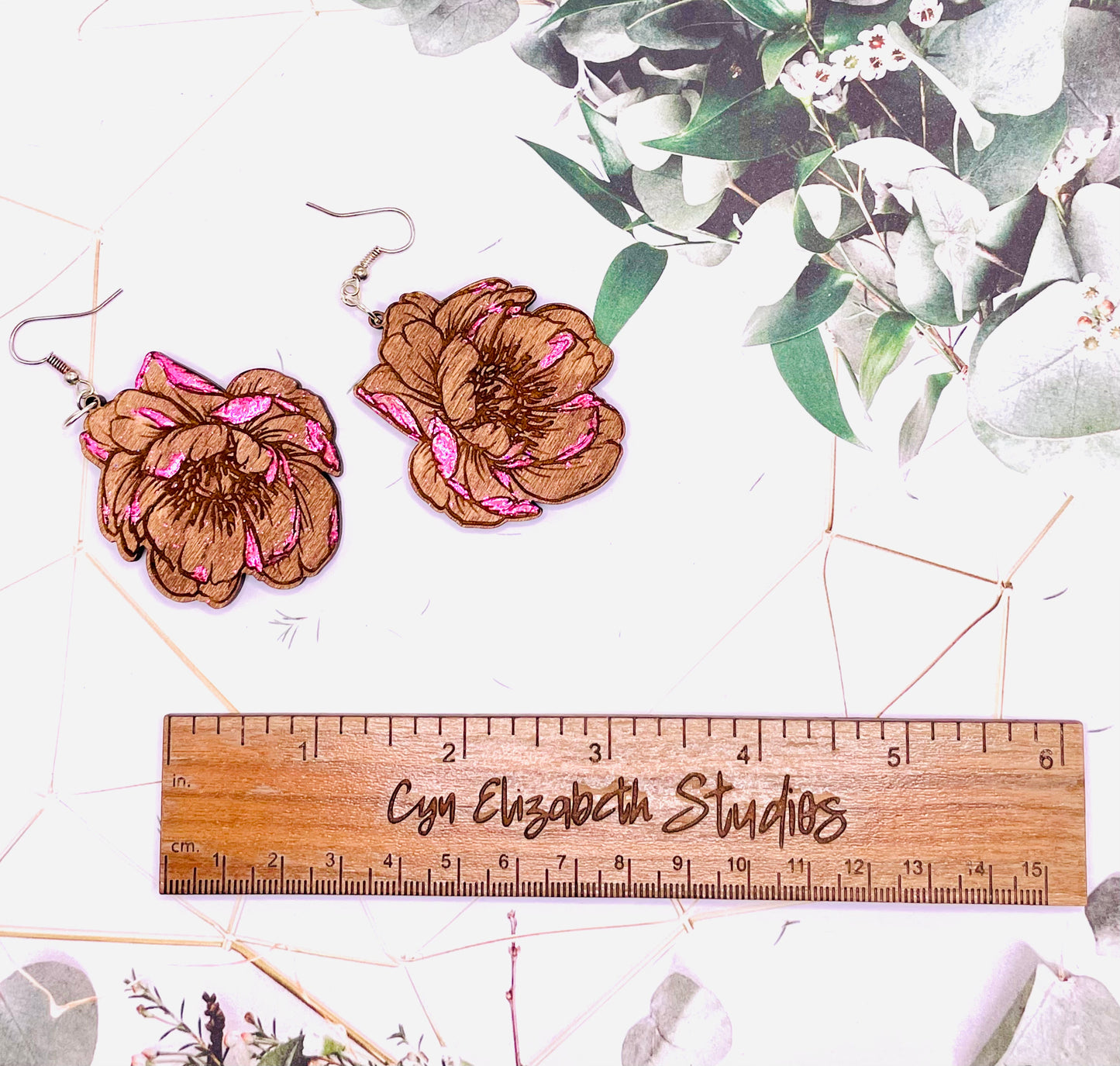 Floral Wood Statement Earrings