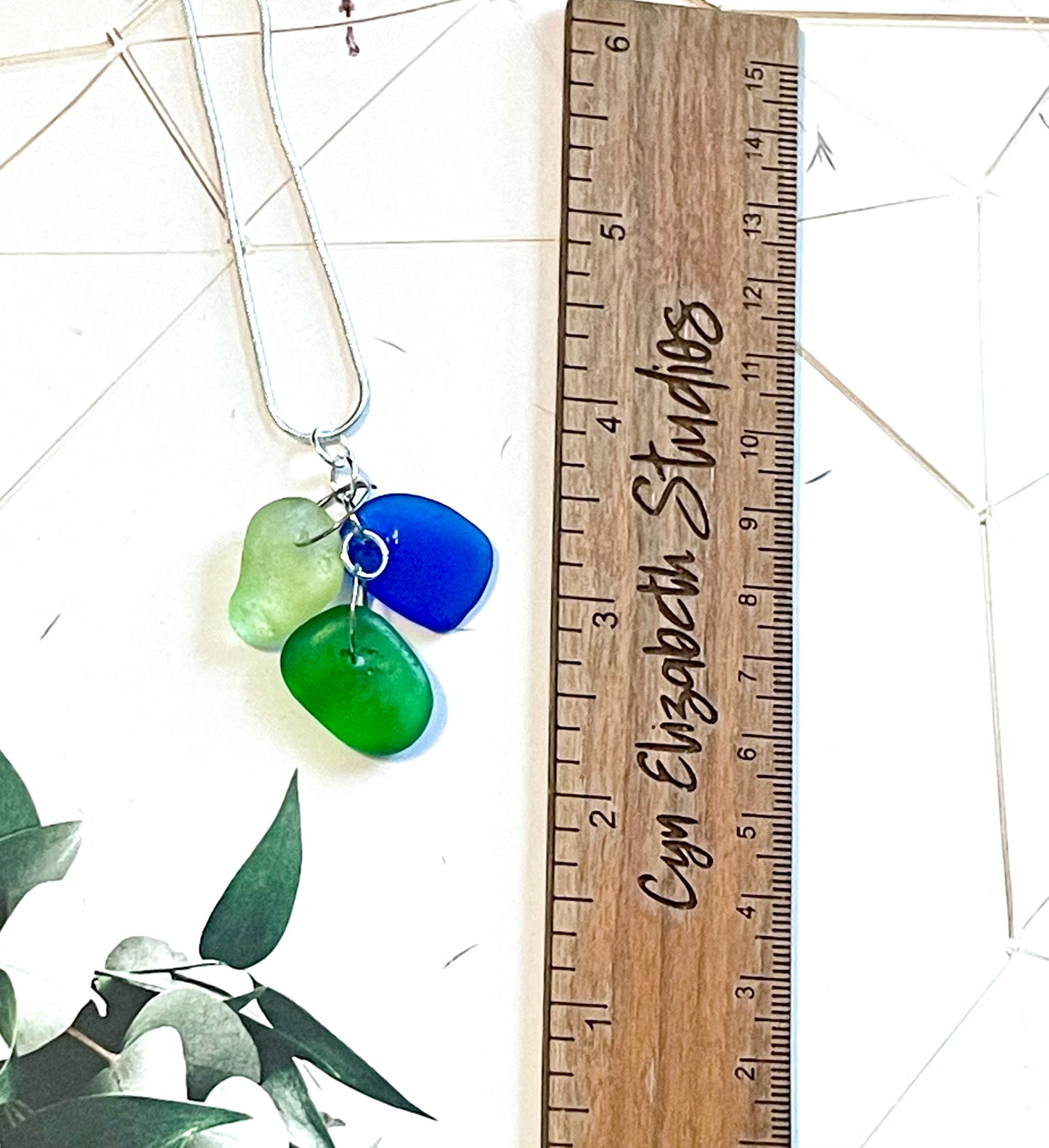 Green, Aqua, and Cobalt Sea Glass Necklace