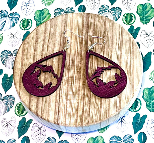 Mountain Cutout Wood Earrings