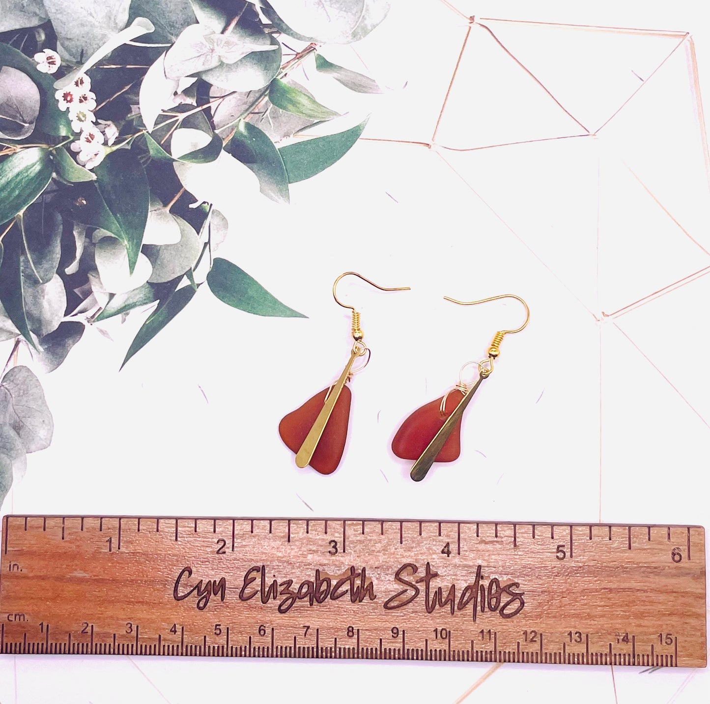 Amber Sea Glass Earrings