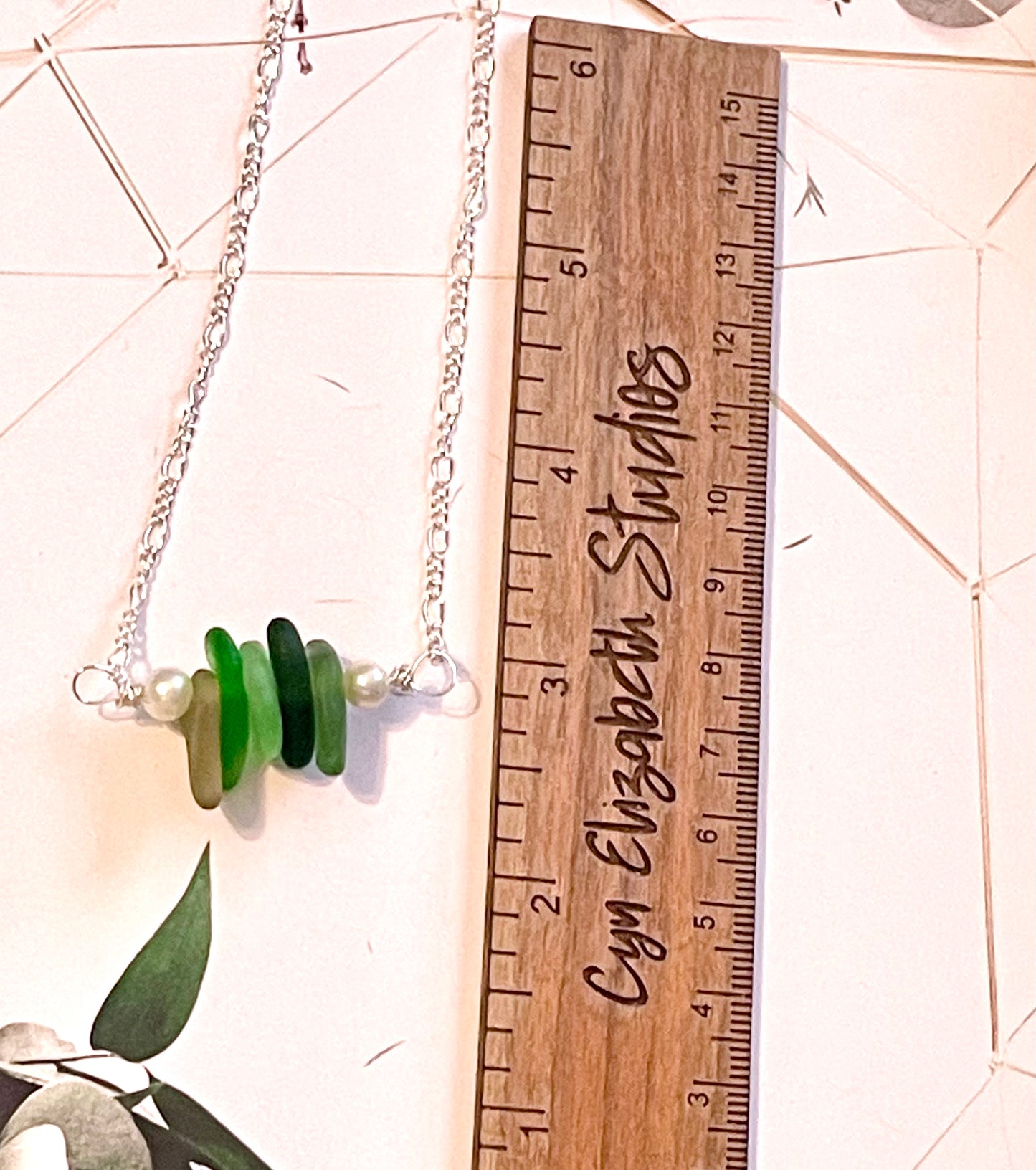 Green Sea Glass Mini Bar Necklace