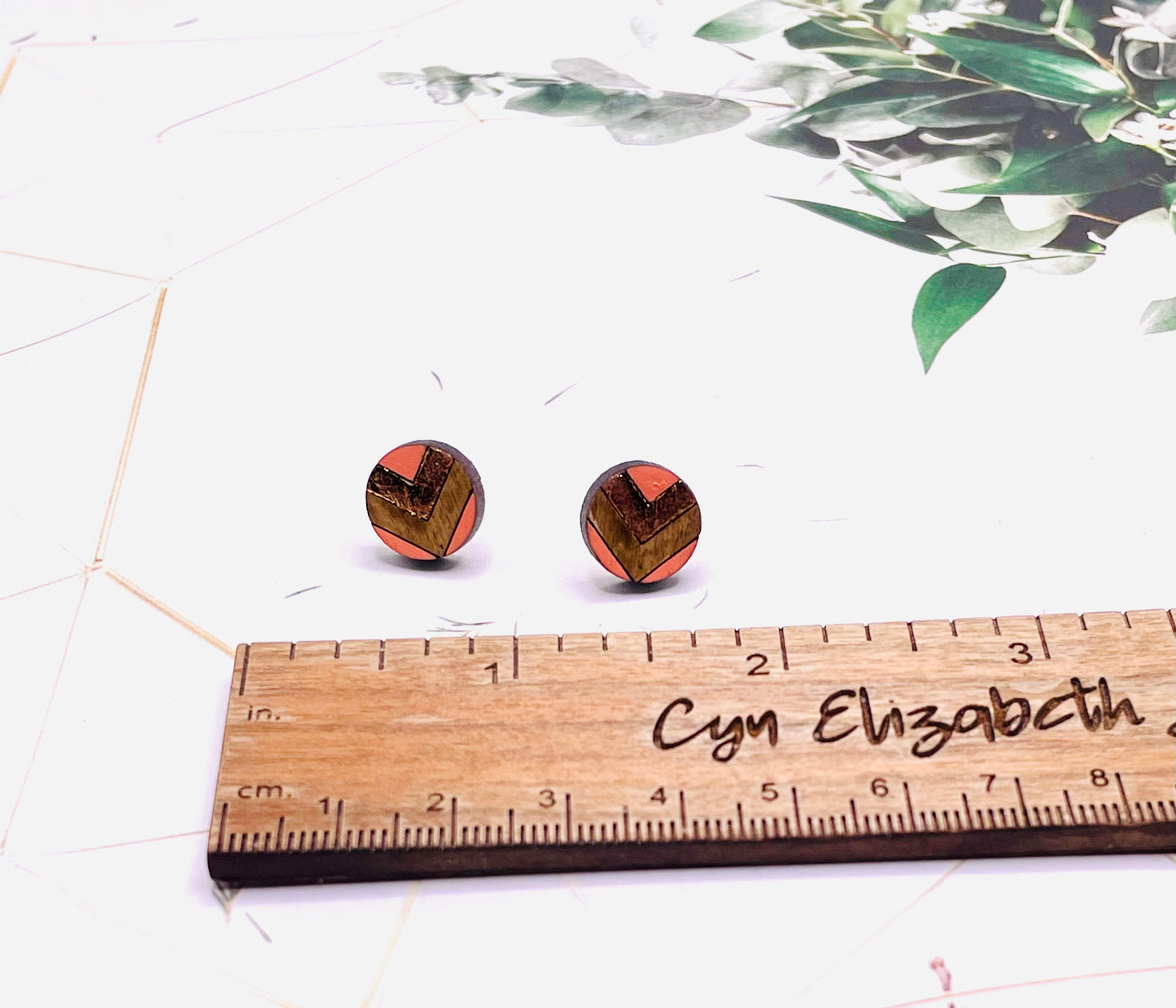 Chevron Wood Stud Earrings