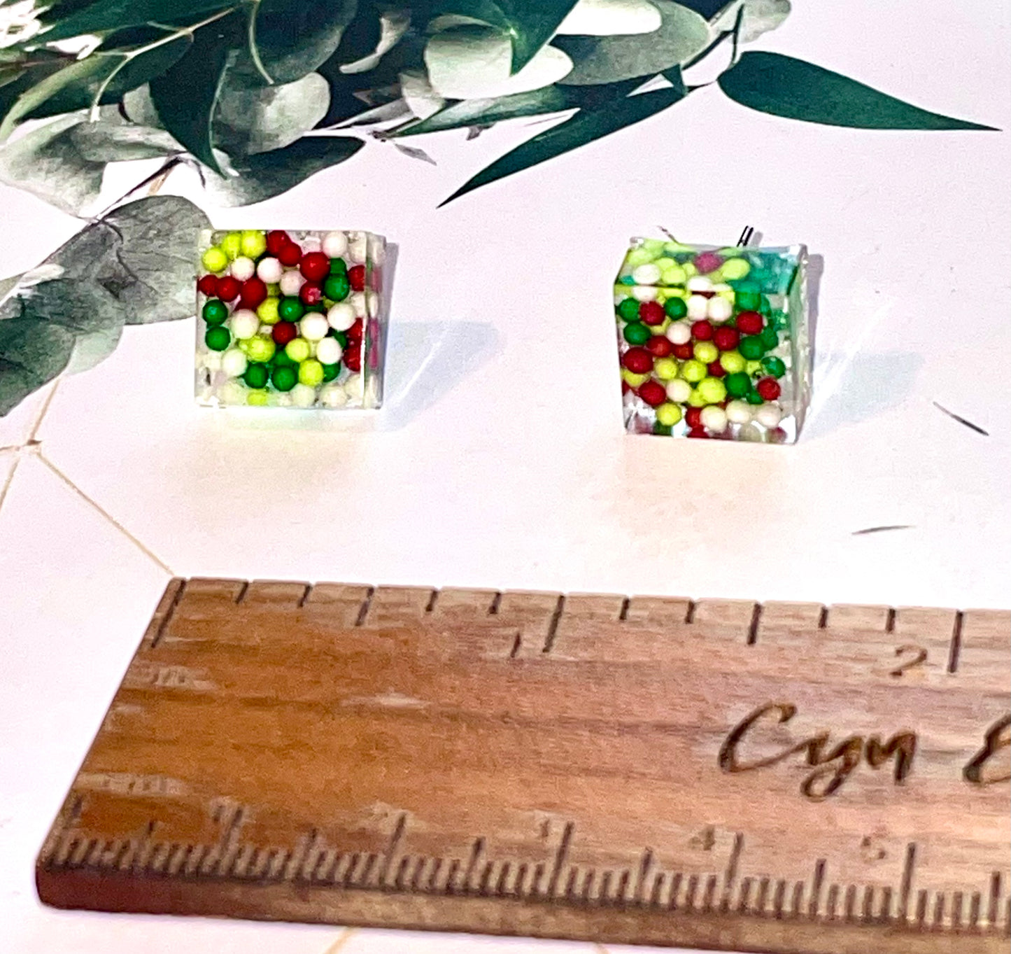 Square Candy Sprinkles Stud Earrings