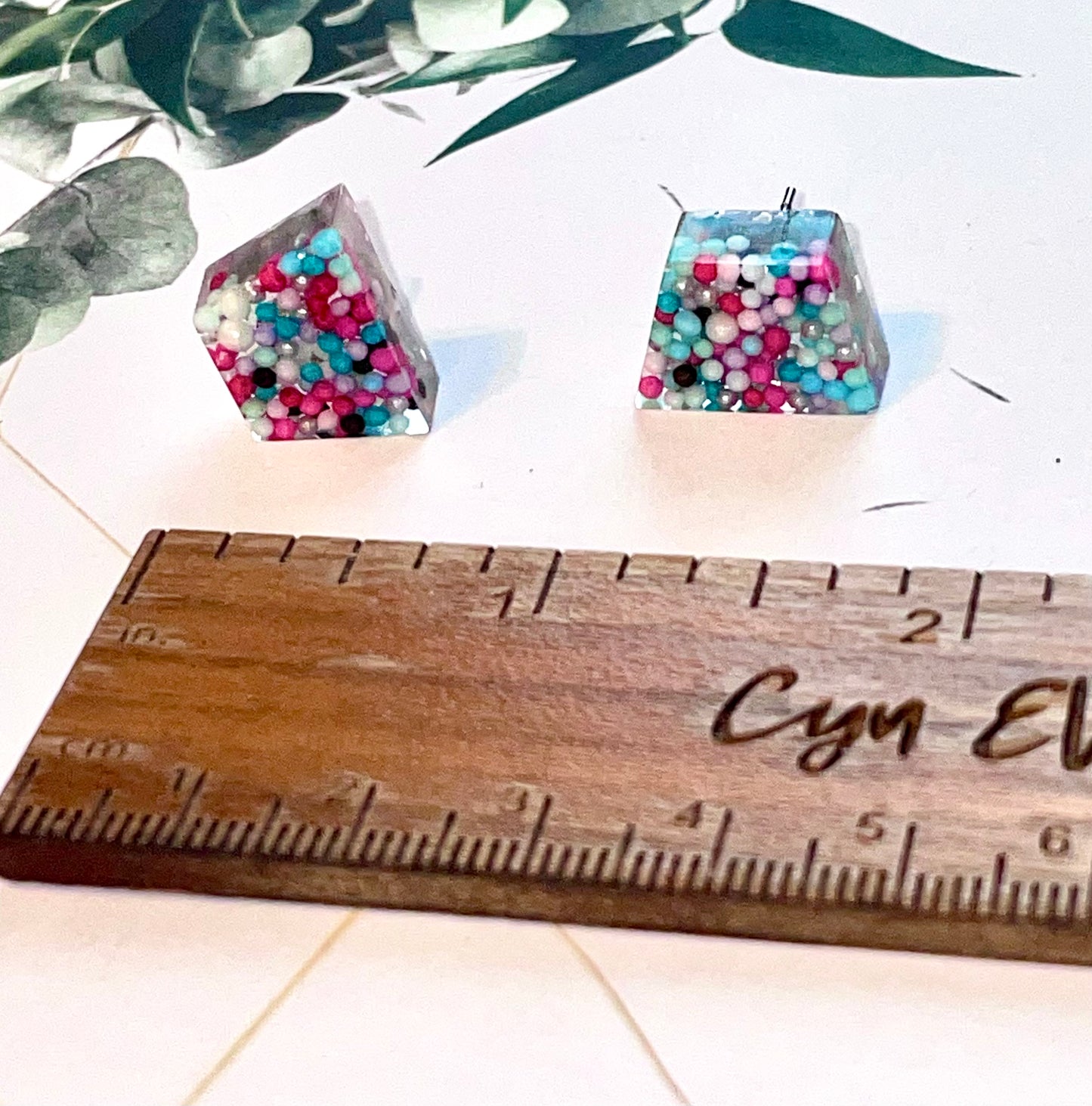 Trapezoid Candy Sprinkles Stud Earrings