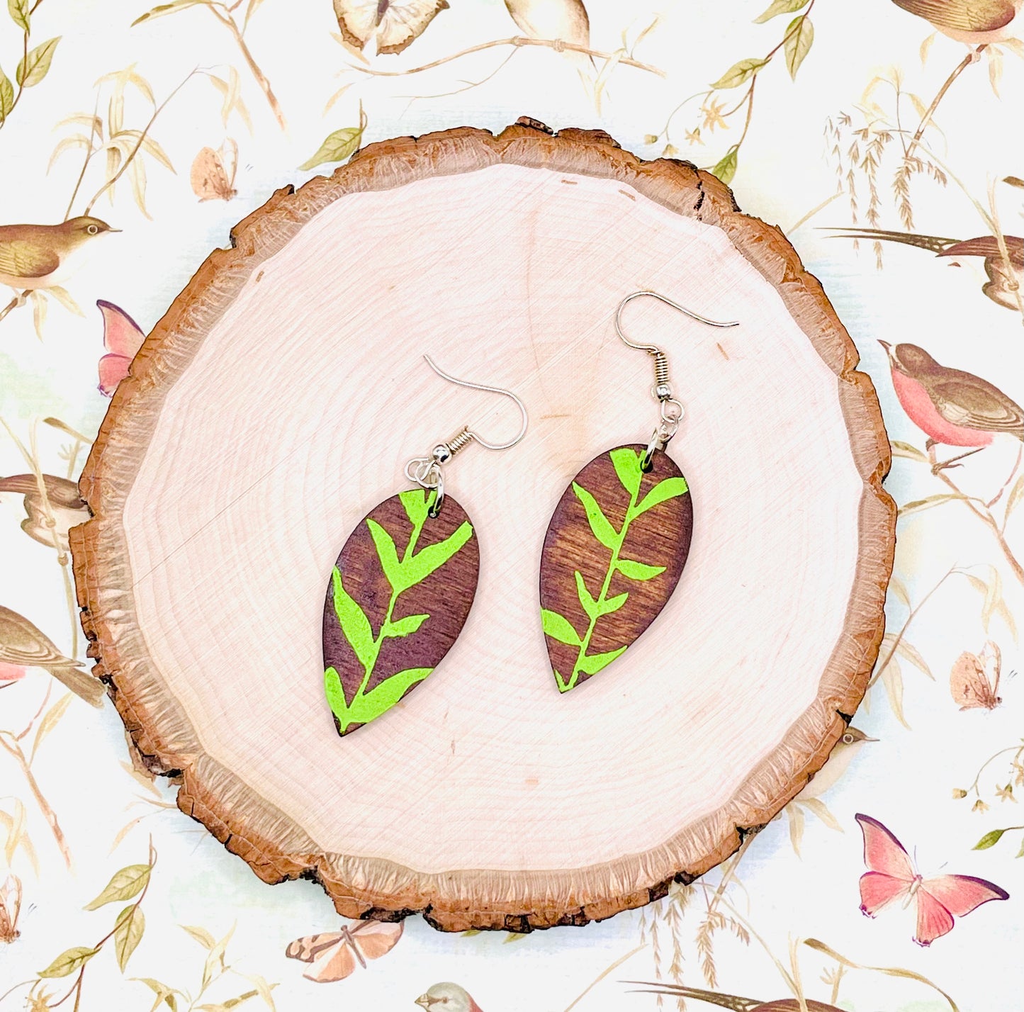 Screenprint Wood Earrings