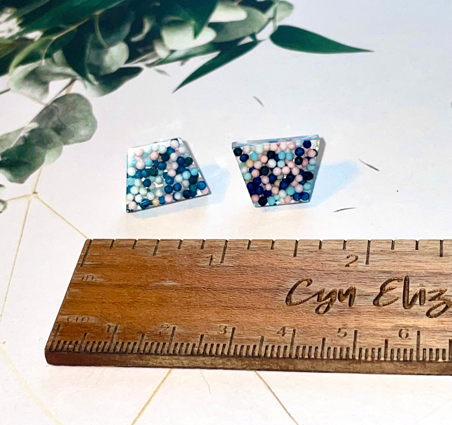 Trapezoid Candy Sprinkle Stud Earrings