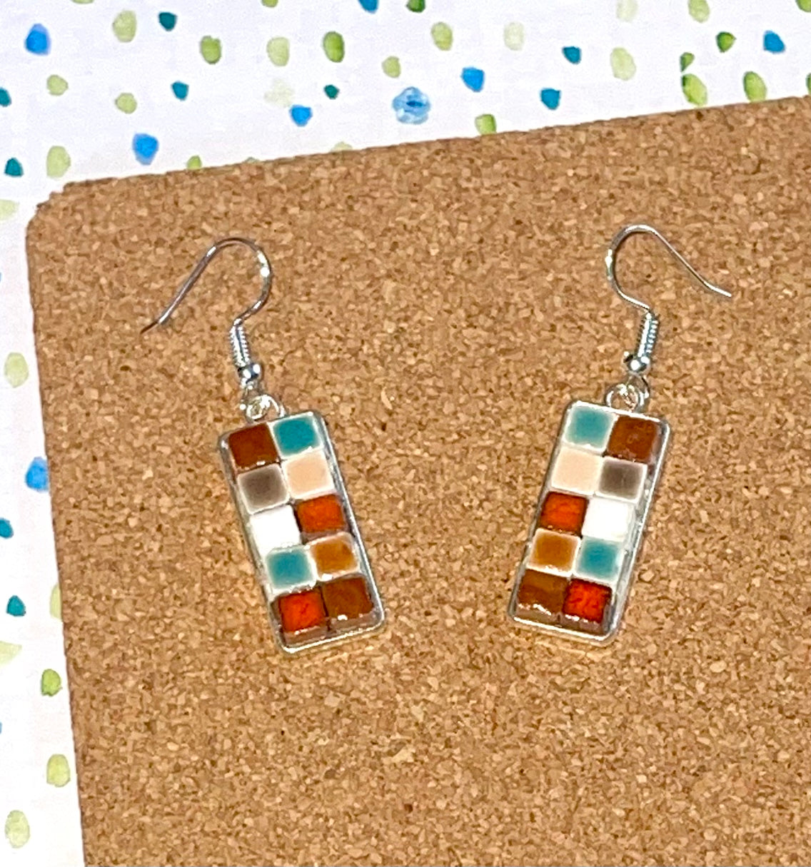 Warm Hues Mini Tile Earrings